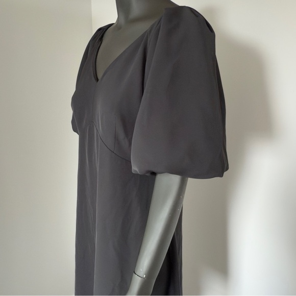 Laura Charcoal Puff Sleeve Fit & Flare Dress – Size 12 - Picture 2 of 5